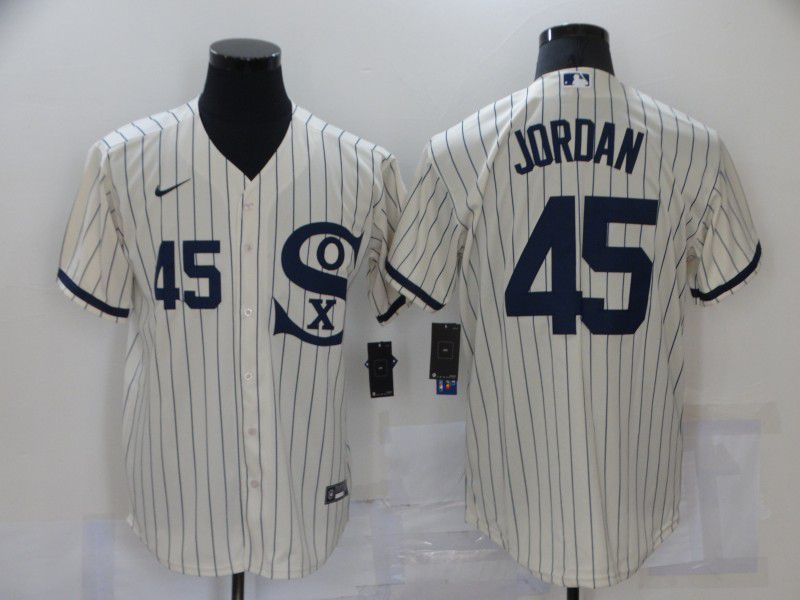 Men Chicago White Sox 45 Jordan Cream stripe Dream version Game Nike 2021 MLB Jersey